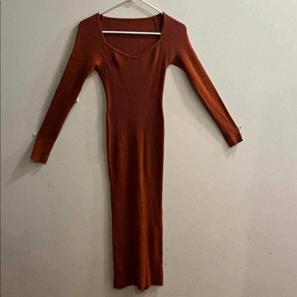 SHEIN Rust Long Sleeve Dress